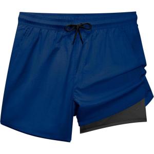 imageBRISIRA Mens Swim Trunks Neon 5quot Bathing Suit Compression Liner Nylon Swim Shorts Beach Swimsuit Swimwear Quick Dry PocketsDarkblue
