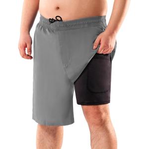 imageBRISIRA Big and Tall Swim Trunks for Men Quick Dry Board Shorts Compression Liner and Zipper Pockets 1X6XGrey