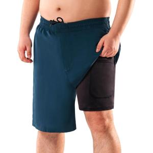 imageBRISIRA Big and Tall Swim Trunks for Men Quick Dry Board Shorts Compression Liner and Zipper Pockets 1X6XNavy