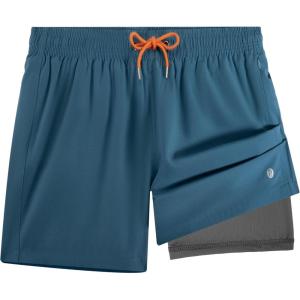 imageBRISIRA Mens Swim Trunks 5 Inch Compression Liner Beach Swim Shorts Bathing Suit Quick Dry 4Way Stretch PocketsLake Blue