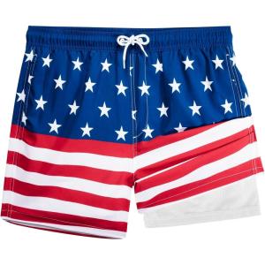 imageBRISIRA Mens Swim Trunks 5 Inch Compression Liner Beach Swim Shorts Bathing Suit Quick Dry 4Way Stretch PocketsUsa Flag