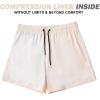 imageBRISIRA Mens Swim Trunks Swim Shorts Quick Dry 5 inch Inseam Beach Shorts with Compression Liner and Zipper PocketCream