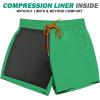 imageBRISIRA Mens Swim Trunks Swim Shorts Quick Dry 5 inch Inseam Beach Shorts with Compression Liner and Zipper PocketGreen