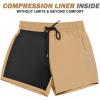 imageBRISIRA Mens Swim Trunks Swim Shorts Quick Dry 5 inch Inseam Beach Shorts with Compression Liner and Zipper PocketKhaki