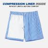 imageBRISIRA Mens Swim Trunks Swim Shorts Quick Dry 5 inch Inseam Beach Shorts with Compression Liner and Zipper PocketStripebluewhite