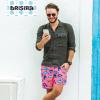imageBRISIRA Mens Hawaiian Beach Shorts No Liner 5 Inch Lightweight Quick Dry Swim Trunks with Drawstring Elastic Waist ampamp PocketPinkfish