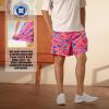 imageBRISIRA Mens Hawaiian Beach Shorts No Liner 5 Inch Lightweight Quick Dry Swim Trunks with Drawstring Elastic Waist ampamp PocketPinkfish