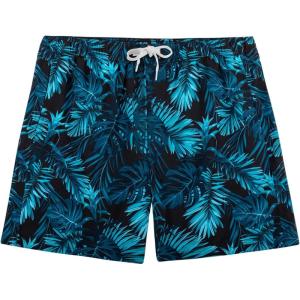 imageBRISIRA Mens Hawaiian Beach Shorts No Liner 5 Inch Lightweight Quick Dry Swim Trunks with Drawstring Elastic Waist ampamp PocketBluetropical