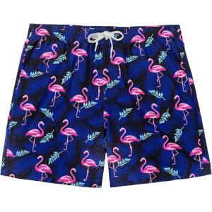 imageBRISIRA Mens Hawaiian Beach Shorts No Liner 5 Inch Lightweight Quick Dry Swim Trunks with Drawstring Elastic Waist ampamp PocketFlamingo