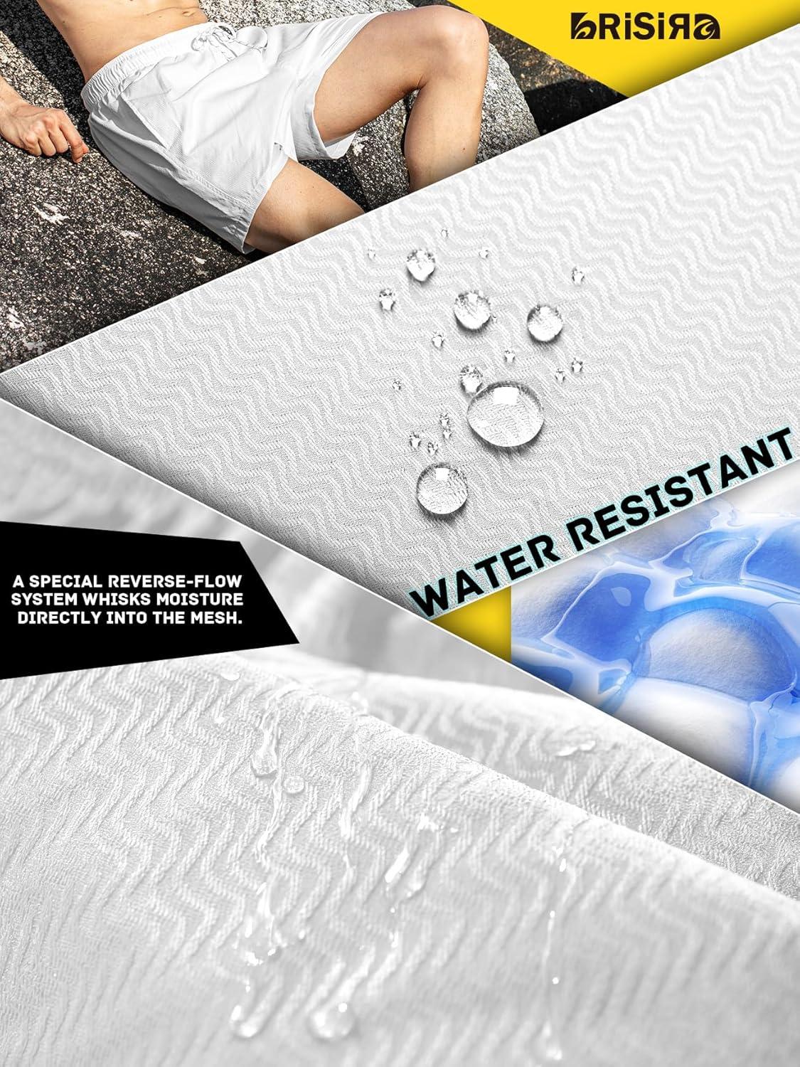 imageBRISIRA Mens Swim Trunks Ribbed Textured 5quot Bathing Suit with Compression Liner Board Shorts Beach Swimsuit Quick Dry PocketWhitestripes