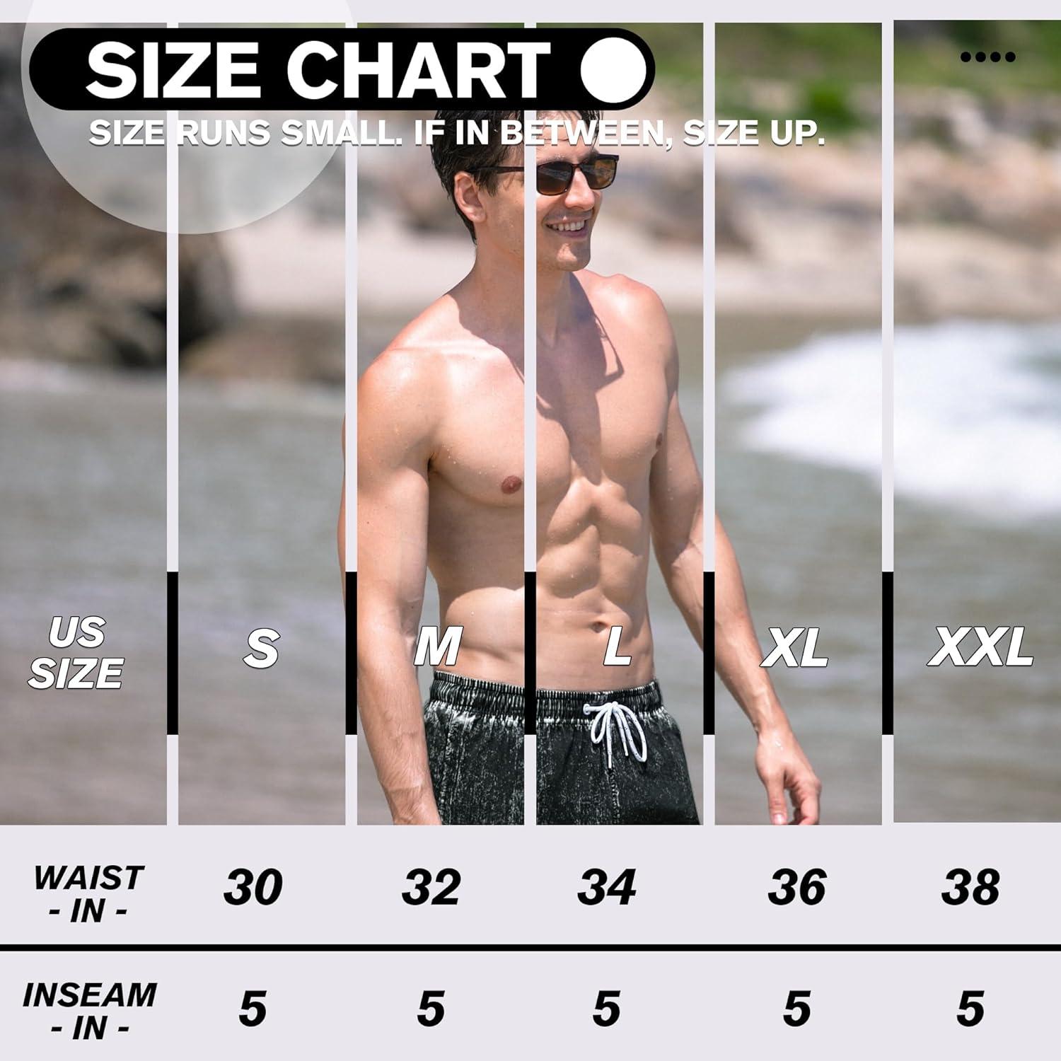 imageBRISIRA Mens Swim Trunks Washed Look Compression Liner 5 inch Swim Shorts Quick Dry Retro Bathing Suit Lightweight PocketBlack