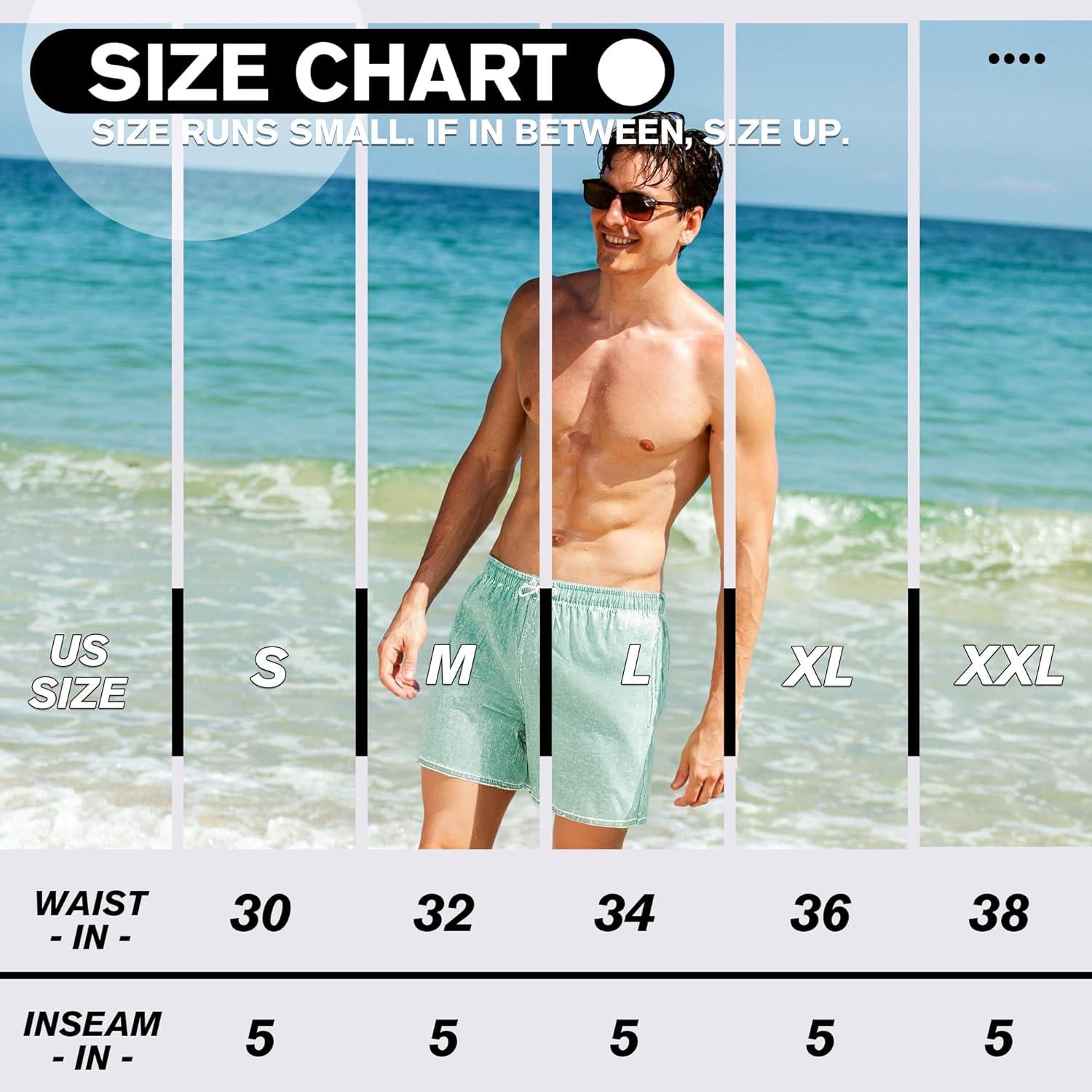 imageBRISIRA Mens Swim Trunks Washed Look Compression Liner 5 inch Swim Shorts Quick Dry Retro Bathing Suit Lightweight PocketSilt Green
