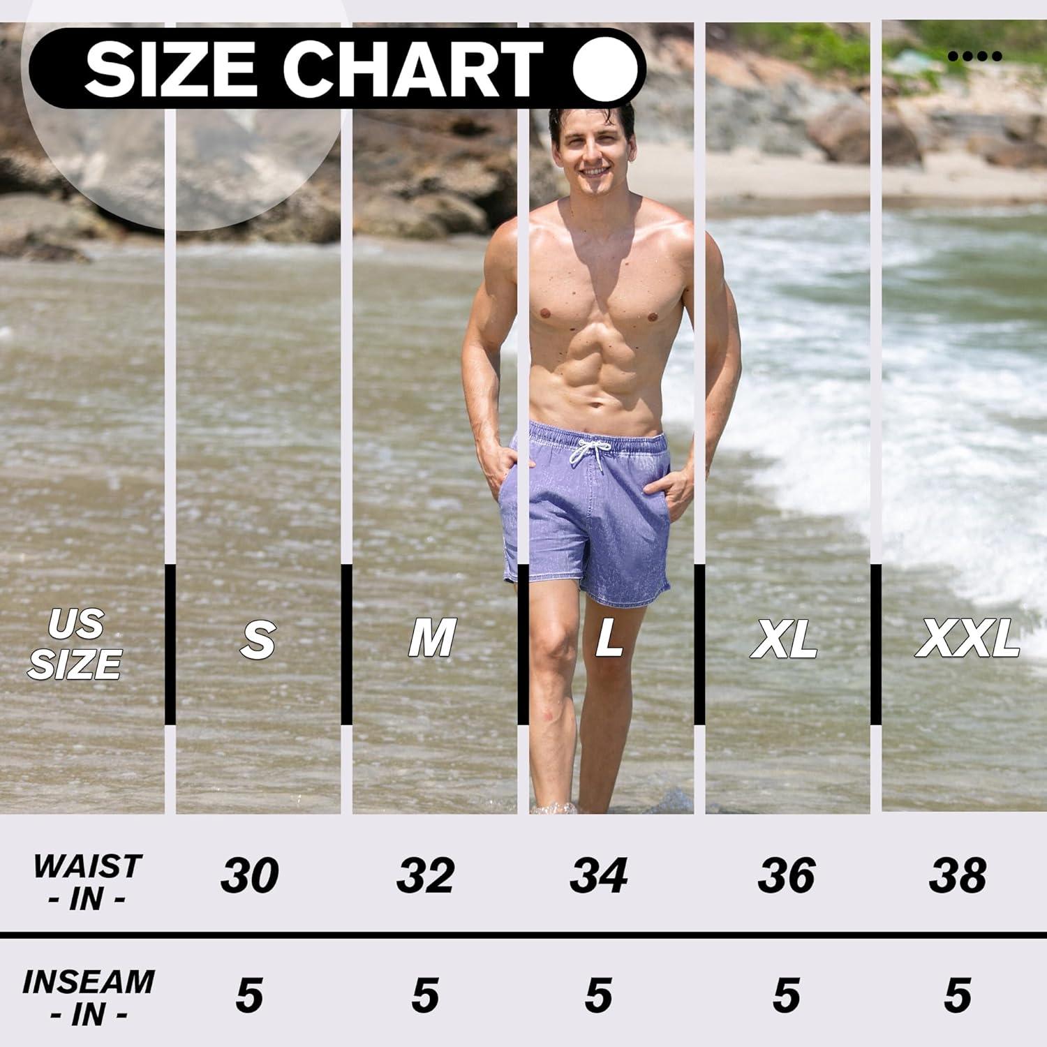 imageBRISIRA Mens Swim Trunks with Compression Liner 5 inch Swim Shorts Quick Dry Stretch Bathing Suits Board Shorts Pockets