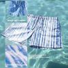 imageBRISIRA Mens Swim Trunks 5 Inch Compression Liner Beach Swim Shorts Bathing Suit Breathable Quick Dry Zipper PocketBluewhite Tiedye