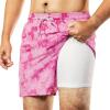 imageBRISIRA Mens Swim Trunks 5 Inch Compression Liner Beach Swim Shorts Bathing Suit Breathable Quick Dry Zipper PocketPinkgradient Floral