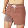 imageBRISIRA Mens Swim Trunks Washed Look Compression Liner 5 inch Swim Shorts Quick Dry Retro Bathing Suit Lightweight PocketBrown