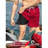 imageBRISIRA Mens Swim Trunks with Compression Liner 5quot Leopard Print Beach Shorts Quick Dry Board Shorts WaterResistant SwimsuitWinered Leopard
