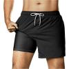 imageBRISIRA Mens Swim Trunks Nylon 5quot with Compression Liner Bathing Suit Swim Shorts Swimsuit Swimwear Quick Dry Pockets BeachNylon Black