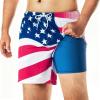 imageBRISIRA Mens Swim Trunks Swim Shorts 6 inch Compression Liner Bathing Suit AntiChafe Quick Dry Stretch PocketsCurved Americanflag