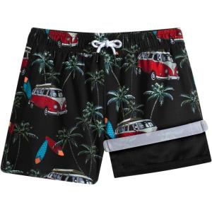 imageBRISIRA Boys Swim Trunks with Compression Liner Youth Bathing Suit Quick Dry AntiChafe Swimsuit Teen Swim Shorts 516YBlack Redbus