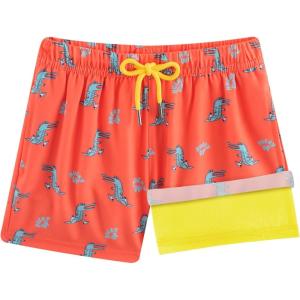 imageBRISIRA Boys Swim Trunks with Compression Liner Youth Bathing Suit Quick Dry AntiChafe Swimsuit Teen Swim Shorts 516YCoralpinkcrocodile