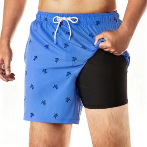 imageBRISIRA Mens Swim Trunks Swim Shorts 6 inch Compression Liner Bathing Suit AntiChafe Quick Dry Stretch PocketsBlue Turtle