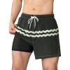 imageBRISIRA Mens Swim Trunks 5 inch Swim Shorts Quick Dry Stretch Bathing Suits with Compression Liner Board Shorts PocketsStripe Black