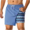 imageBRISIRA Mens Swim Trunks with Printed Compression Liner 5in Bathing Suit Quick Dry Beach Swimsuit Board Shorts PocketsDustybluestriped Paisley