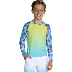 imageBRISIRA Boys Rash Guard UPF 50 Kids Swim Shirt Long Sleeve Fishing SPF Sun Protection Quick Dry Cooling for Youth 616Y