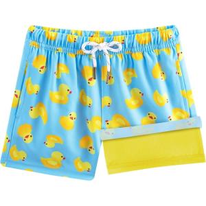image:imageBRISIRA Boys Swim Trunks Bathing Suit Compression Boxer Brief Liner AntiChafe Swimsuit Swim Shorts Toddler Kids Youth TeenBlue Yellowduck