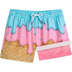 image:imageBRISIRA Boys Swim Trunks Bathing Suit Compression Boxer Brief Liner AntiChafe Swimsuit Swim Shorts Toddler Kids Youth TeenIcecream Drip