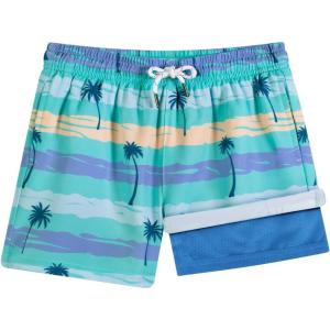 image:imageBRISIRA Boys Swim Trunks Swim Shorts with Compression Liner Stretch Bathing Suit Swimsuit Toddler Kids Youth Teen Quick DryBluestripes Plamtree