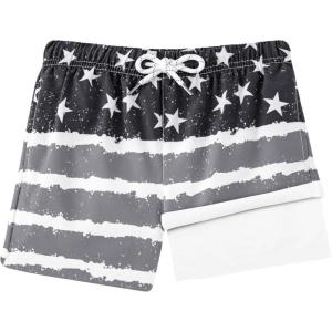 image:imageBRISIRA Boys Swim Trunks with Compression Liner Youth Bathing Suit Quick Dry AntiChafe Swimsuit Swim Shorts Kid Toddler TeenBw America Flag