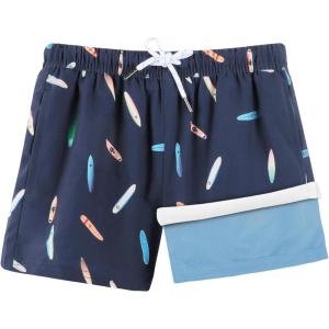 image:imageBRISIRA Boys Swim Trunks with Compression Liner Youth Bathing Suit Quick Dry AntiChafe Swimsuit Swim Shorts Kid Toddler TeenDarkblue Skate