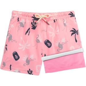 image:imageBRISIRA Boys Swim Trunks with Compression Liner Youth Bathing Suit Quick Dry AntiChafe Swimsuit Swim Shorts Kid Toddler TeenLightpink Flamingo