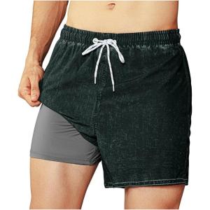 image:imageBRISIRA Mens Swim Trunks 5 inch Swim Shorts Quick Dry Stretch Bathing Suits with Compression Liner Board Shorts PocketsBlack