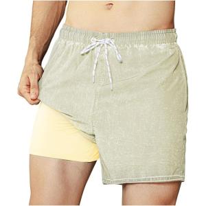 image:imageBRISIRA Mens Swim Trunks Vintage Compression Liner 5 inch Retro Swim Shorts Quick Dry Bathing Suit Lightweight PocketCamel