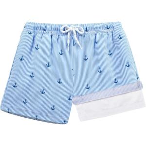 image:imageBRISIRA Toddler Boys Swim Trunks Swimsuit Boys Bathing Suit Compression Boxer Brief Liner AntiChafe Little Kids Baby 12m8YStripes Anchor
