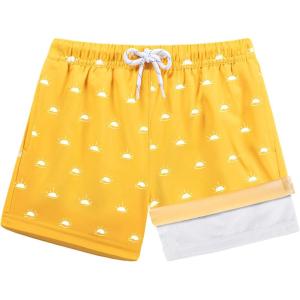 image:imageBRISIRA Toddler Boys Swim Trunks Swimsuit Boys Bathing Suit Compression Boxer Brief Liner AntiChafe Little Kids Baby 12m8YYellow Sun