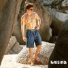 image:imageBRISIRA Mens Swim Trunks Bathing Suit 9 Inch Inseam Compression Liner Beach Long Board Shorts Swimsuit AntiChafe Quick DryBlue Darkstripes