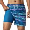 image:imageBRISIRA Mens Swim Trunks 5 Inch Compression Liner Beach Swim Shorts Bathing Suit Quick Dry 4Way Stretch PocketsTiedye Blue Leaves