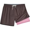 image:imageBRISIRA Mens Swim Trunks 5 Textured Ribbed amp Leopard Bathing Suit Compression Liner Board Shorts Beach Swimsuit Quick DryDarkgrey Leopard