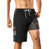 image:imageBRISIRA Mens Swim Trunks 9 Inch Long Board Shorts with Compression Liner SideampCargo Pockets Bathing Suit Beach Quick DryBlack Usa Flagleaf