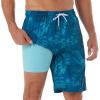 image:imageBRISIRA Mens Swim Trunks Bathing Suit 9 Inch Inseam Compression Liner Beach Long Board Shorts Swimsuit AntiChafe Quick DryGreentropical