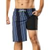 image:imageBRISIRA Mens Swim Trunks Bathing Suit 9 Inch Inseam Compression Liner Long Board Shorts Beach Swimsuit Swimwear Quick DryBlackblue Stripes