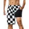 image:imageBRISIRA Mens Swim Trunks Bathing Suit 9 Inch Inseam Compression Liner Long Board Shorts Beach Swimsuit Swimwear Quick DryBlackwhite Blocks