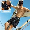 image:imageBRISIRA Mens Swim Trunks Bathing Suit 5 Inch Inseam Compression Liner Beach Swim Shorts Swimwear Quick Dry Zipper PocketBlack Leafflamingo