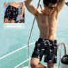 image:imageBRISIRA Mens Swim Trunks Bathing Suit 5 Inch Inseam Compression Liner Beach Swim Shorts Swimwear Quick Dry Zipper PocketBlack Leafflamingo