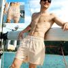 image:imageBRISIRA Mens Swim Trunks Bathing Suit 5 Inch Inseam Compression Liner Beach Swim Shorts Swimwear Quick Dry Zipper PocketKhaki Ripple