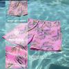 image:imageBRISIRA Mens Swim Trunks Bathing Suit 5 Inch Inseam Compression Liner Beach Swim Shorts Swimwear Quick Dry Zipper PocketPink Leaves